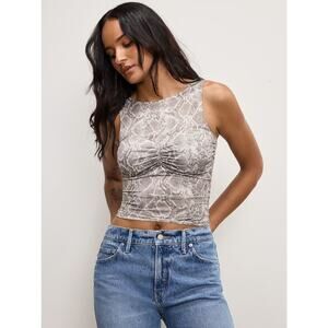 Good American Women Animal Snake Print Slinky Jersey Ruched Tank Top Size S